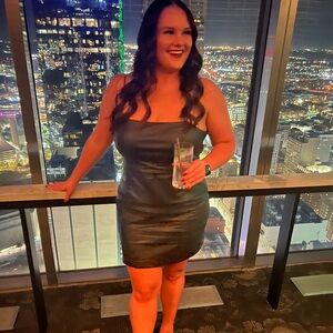 Faux black leather dress